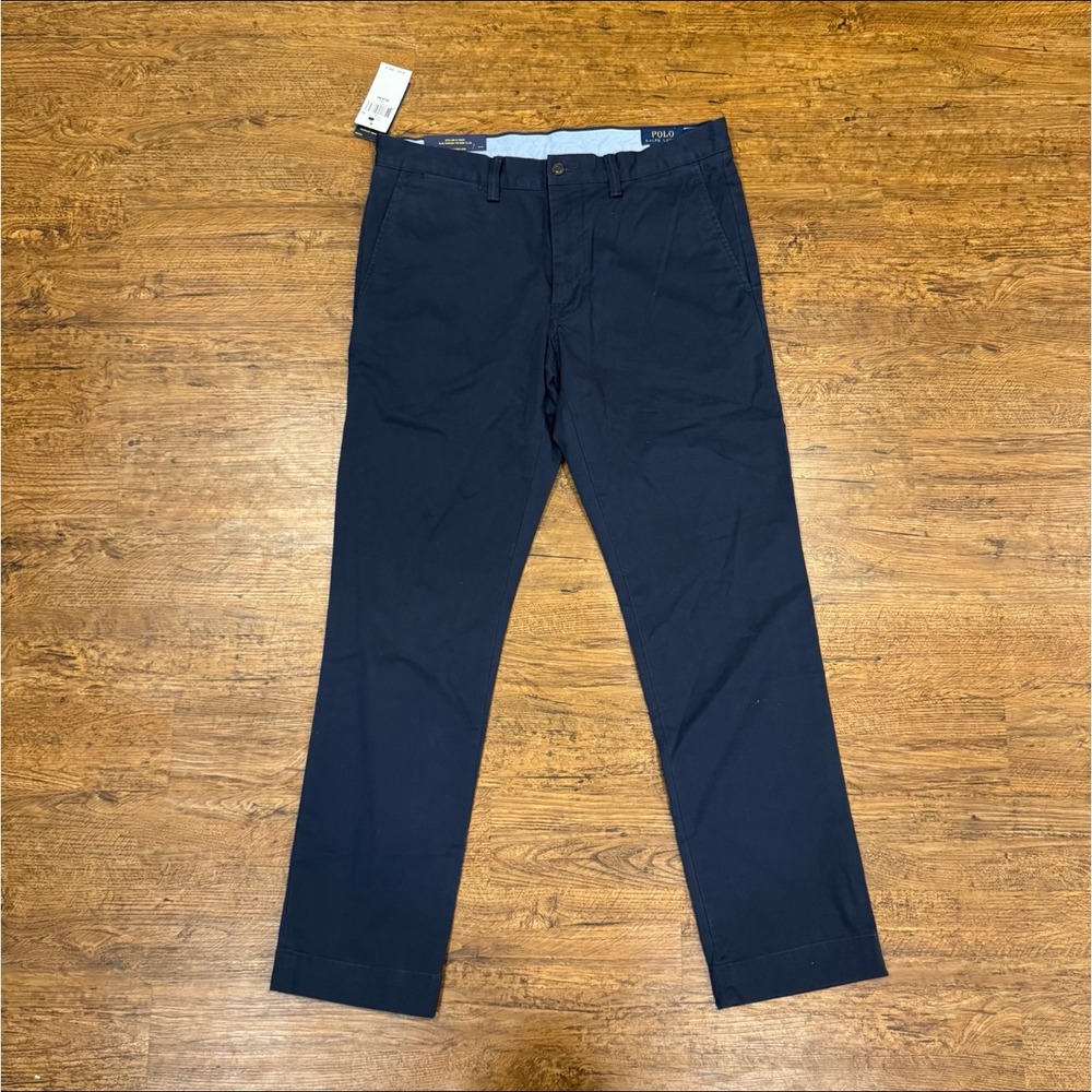 Polo Ralph Lauren Blue Stretch Slim Fit Casual Chino Pants Trousers Men's 33x30